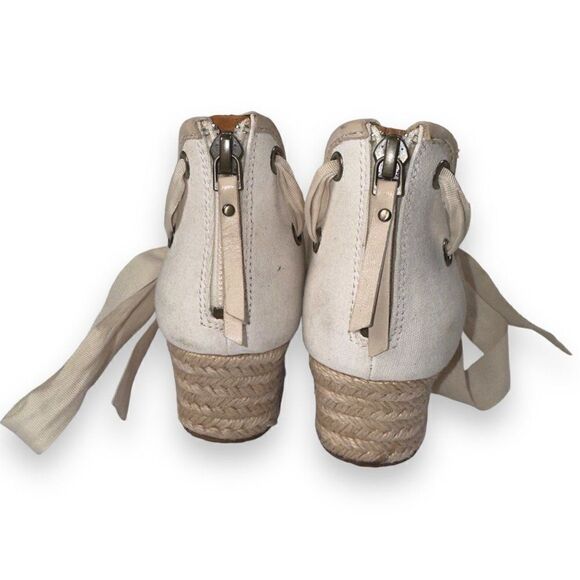 UGG Australia Amell Open Toe Canvas Lace-up Wedge Cream 1014955 Women's 7 - Picture 5 of 10